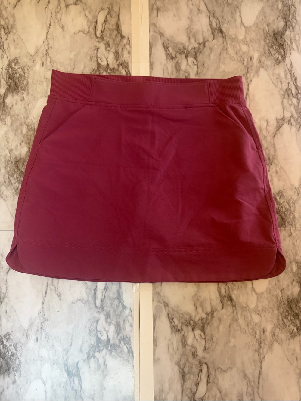 Stretchy Berry Skirt with Ribbed Waistband